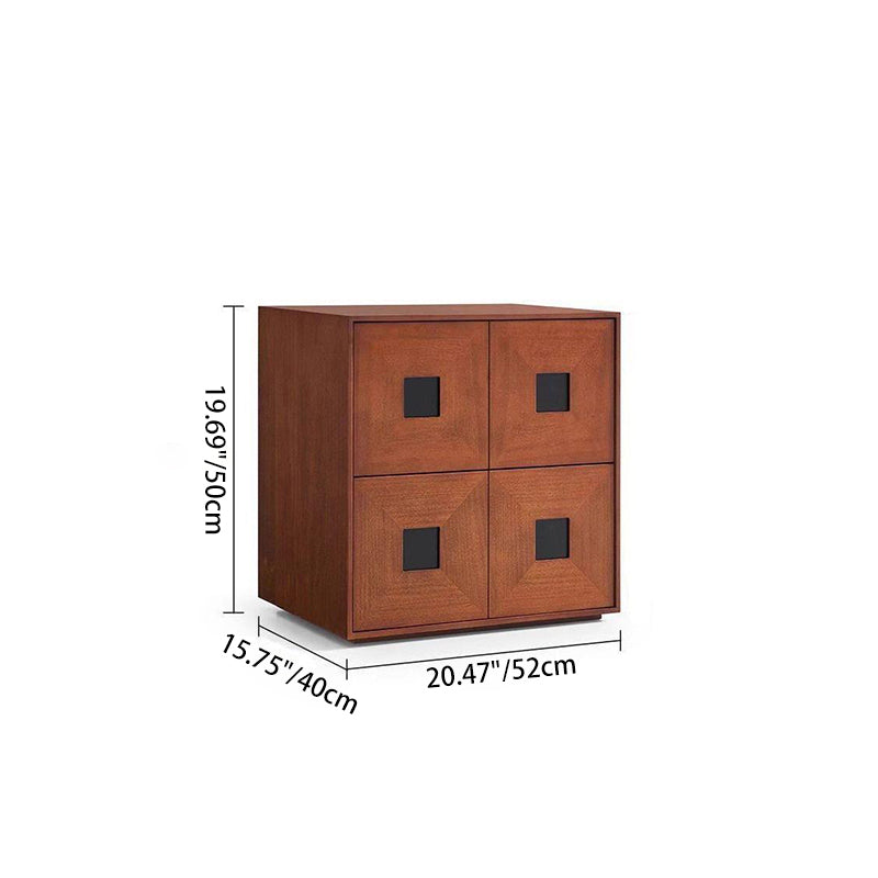 Traditional Vintage Rubberwood Square Storage Cabinet 2-Drawer For Living Room