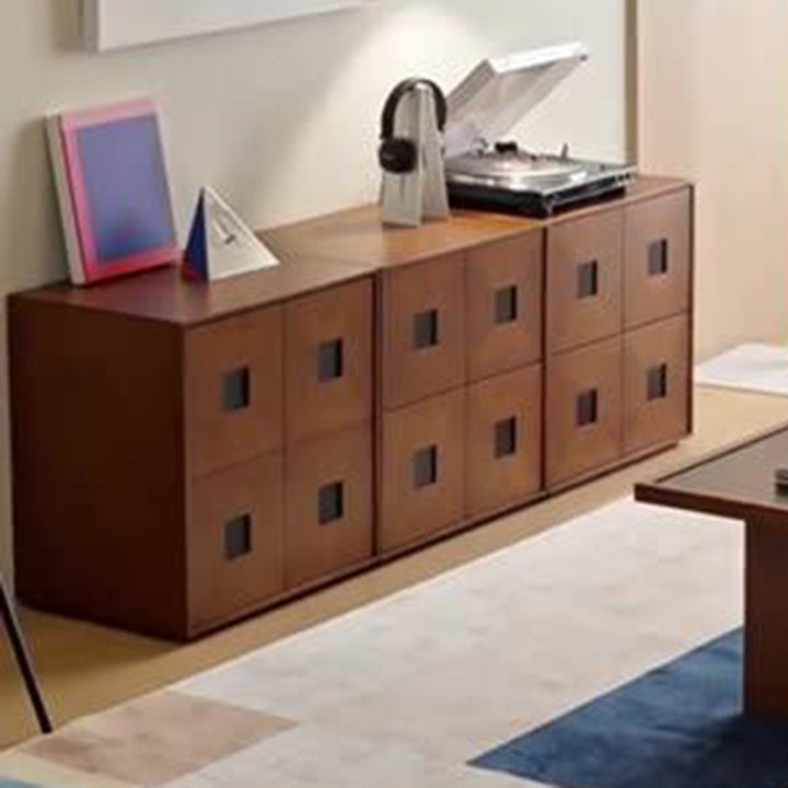 Traditional Vintage Rubberwood Square Storage Cabinet 2-Drawer For Living Room