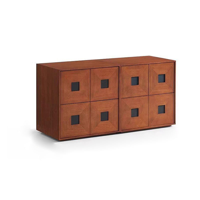 Traditional Vintage Rubberwood Square Storage Cabinet 2-Drawer For Living Room
