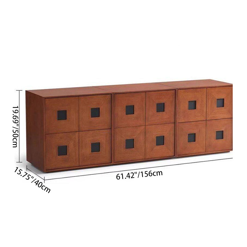 Traditional Vintage Rubberwood Square Storage Cabinet 2-Drawer For Living Room