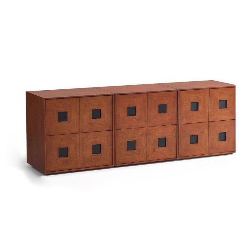 Traditional Vintage Rubberwood Square Storage Cabinet 2-Drawer For Living Room