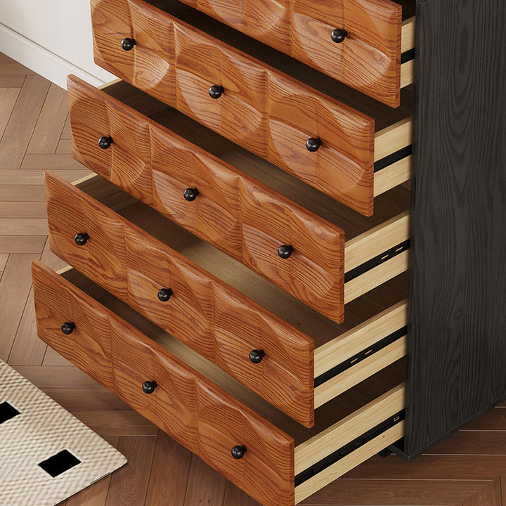 Traditional Vintage Eco Board Rectangular Storage Cabinet 3/4/5-Drawer For Living Room