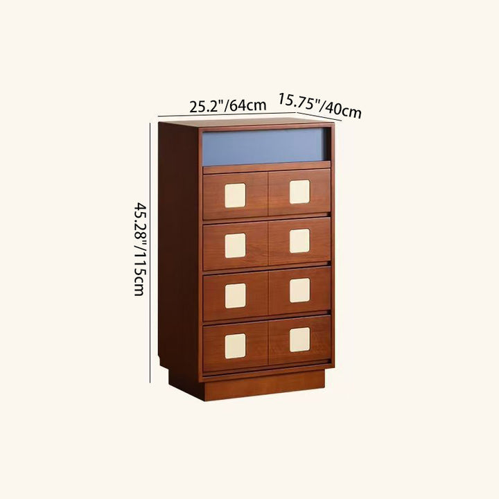 Traditional French Boxwood Plywood Rectangular Square Storage Cabinet 5/6-Drawer For Living Room