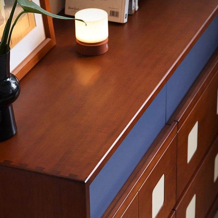 Traditional French Boxwood Plywood Rectangular Square Storage Cabinet 5/6-Drawer For Living Room