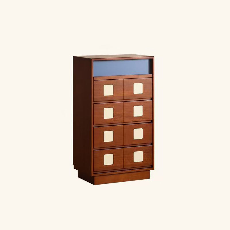 Traditional French Boxwood Plywood Rectangular Square Storage Cabinet 5/6-Drawer For Living Room