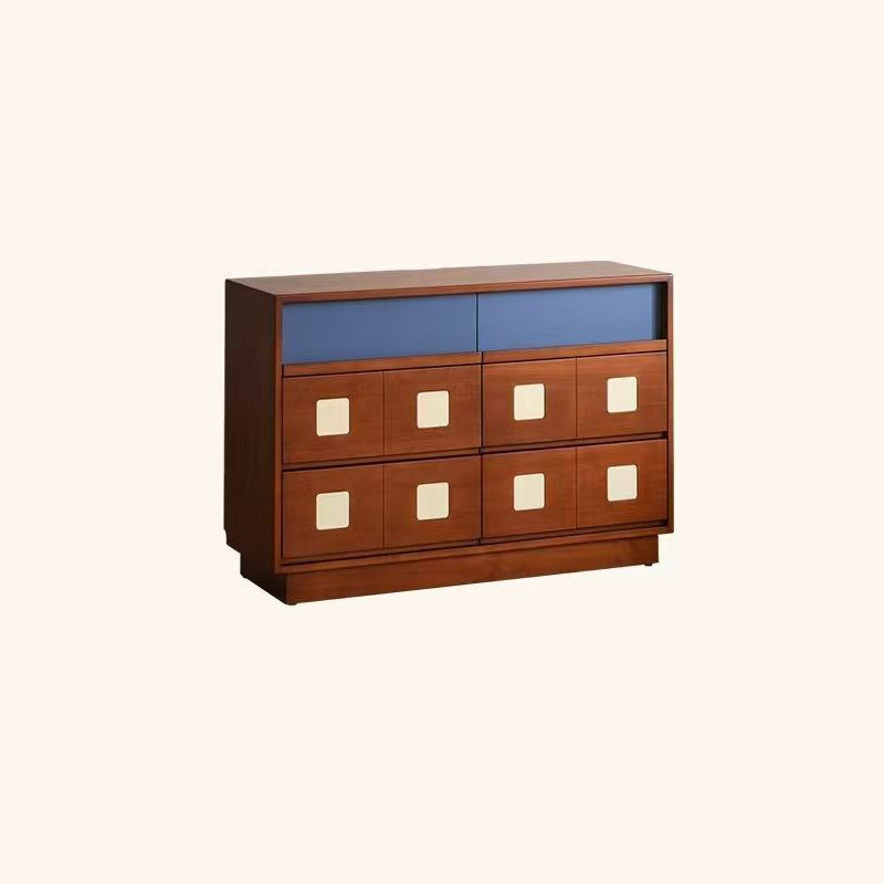 Traditional French Boxwood Plywood Rectangular Square Storage Cabinet 5/6-Drawer For Living Room
