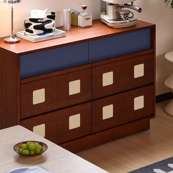 Traditional French Boxwood Plywood Rectangular Square Storage Cabinet 5/6-Drawer For Living Room
