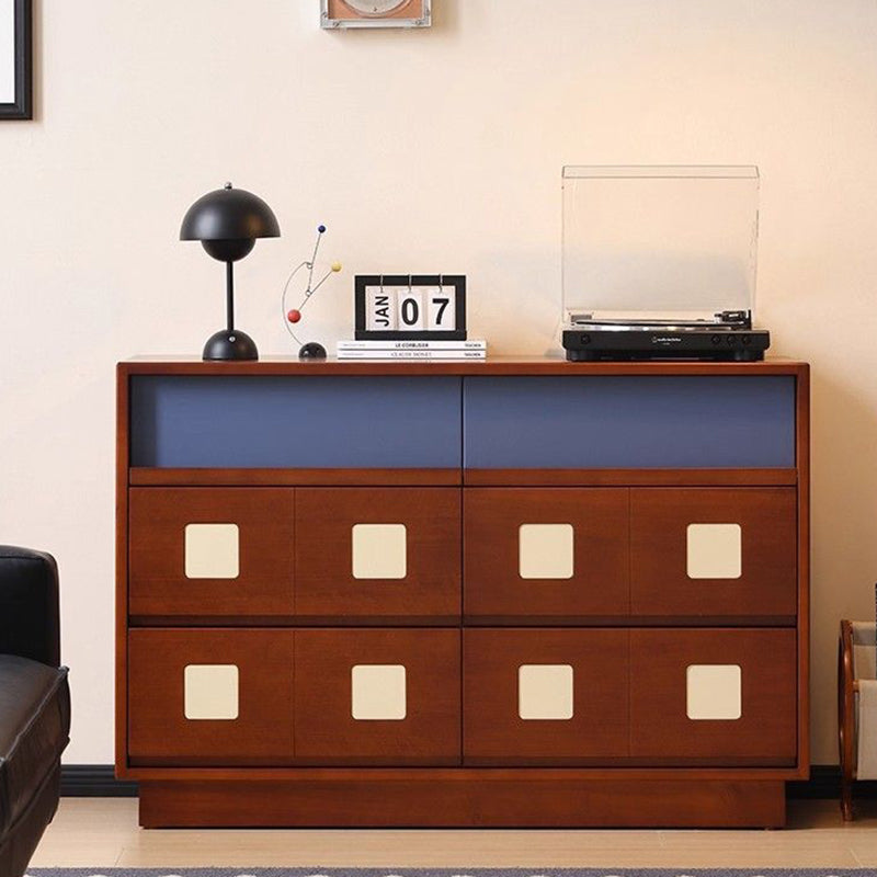 Traditional French Boxwood Plywood Rectangular Square Storage Cabinet 5/6-Drawer For Living Room