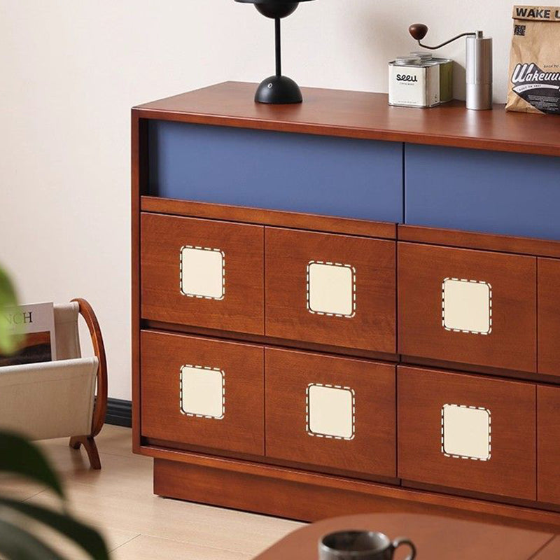 Traditional French Boxwood Plywood Rectangular Square Storage Cabinet 5/6-Drawer For Living Room