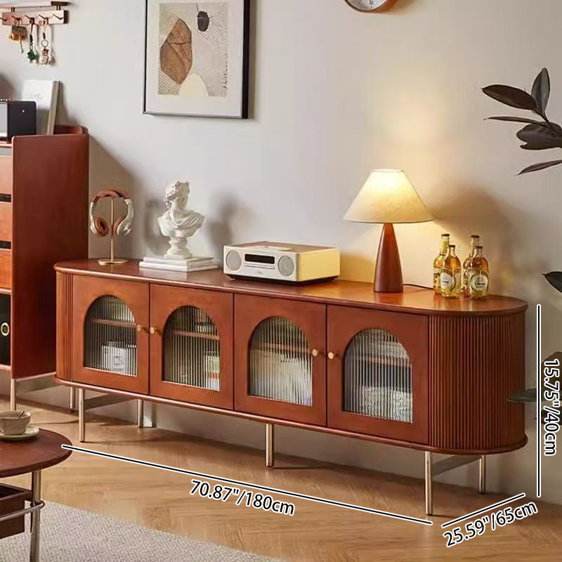 Armoire de rangement arquée et incurvée en verre et métal avec bois de pin chinois traditionnel, 4 espaces de rangement, pour salon 