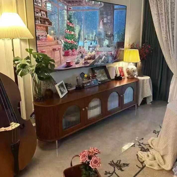 Armoire de rangement arquée et incurvée en verre et métal avec bois de pin chinois traditionnel, 4 espaces de rangement, pour salon 