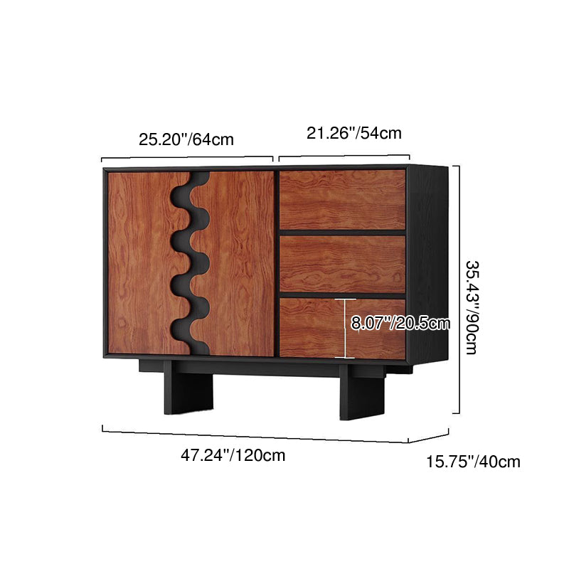 Armoire de rangement rectangulaire ondulée en contreplaqué de bois d&
