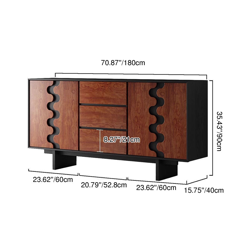 Armoire de rangement rectangulaire ondulée en contreplaqué de bois d&