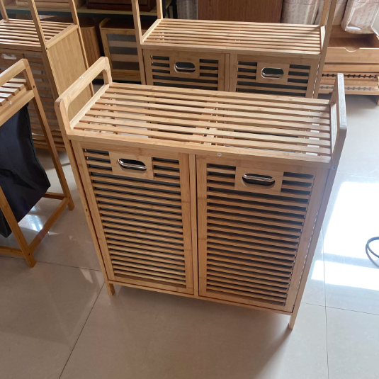 Modern Minimalist Bamboo Fabric Open Square Storage Cabinet With 2 Storage For Living Room