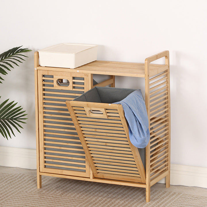 Modern Minimalist Bamboo Fabric Open Square Storage Cabinet With 2 Storage For Living Room