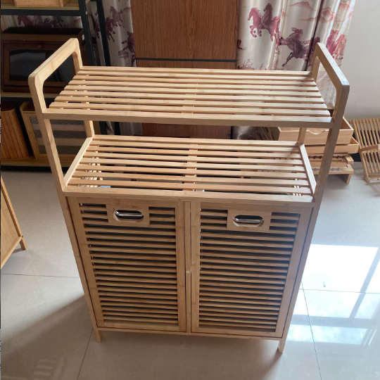 Modern Minimalist Bamboo Fabric Open Square Storage Cabinet With 2 Storage For Living Room