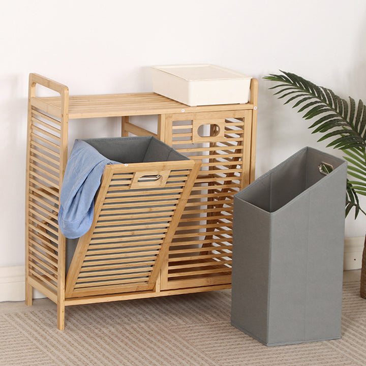 Modern Minimalist Bamboo Fabric Open Square Storage Cabinet With 2 Storage For Living Room