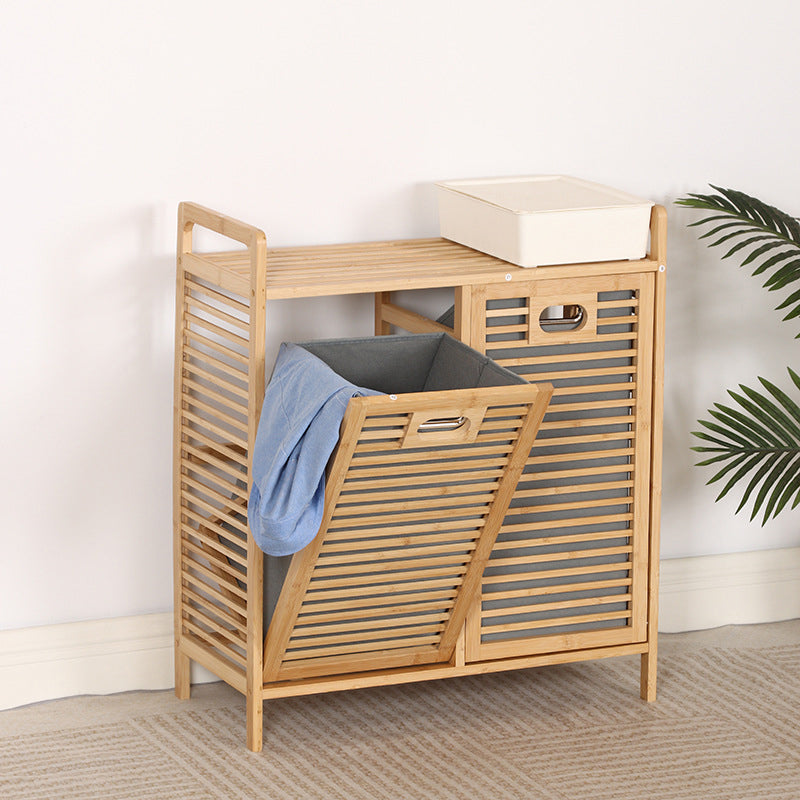 Modern Minimalist Bamboo Fabric Open Square Storage Cabinet With 2 Storage For Living Room