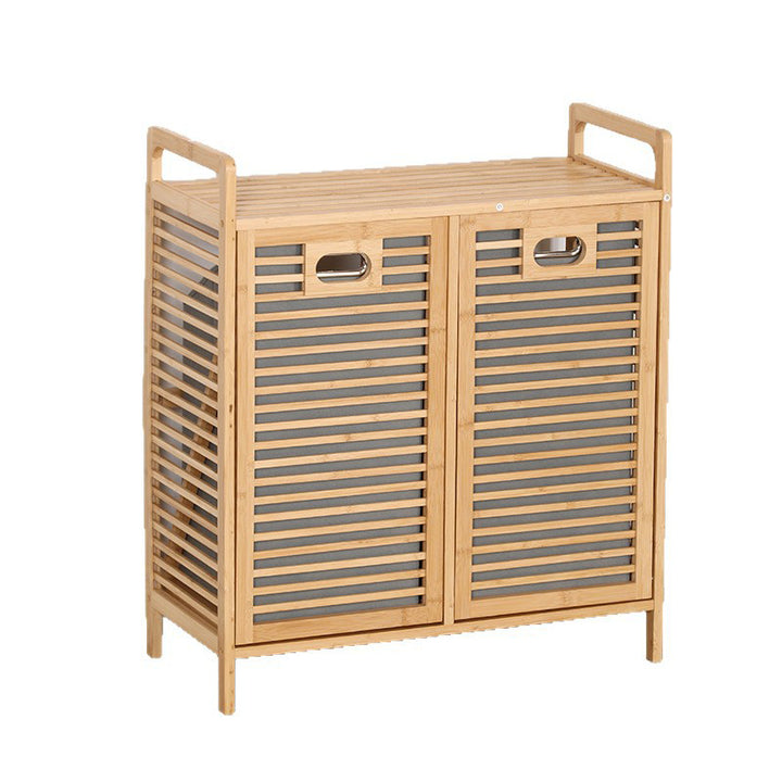 Modern Minimalist Bamboo Fabric Open Square Storage Cabinet With 2 Storage For Living Room