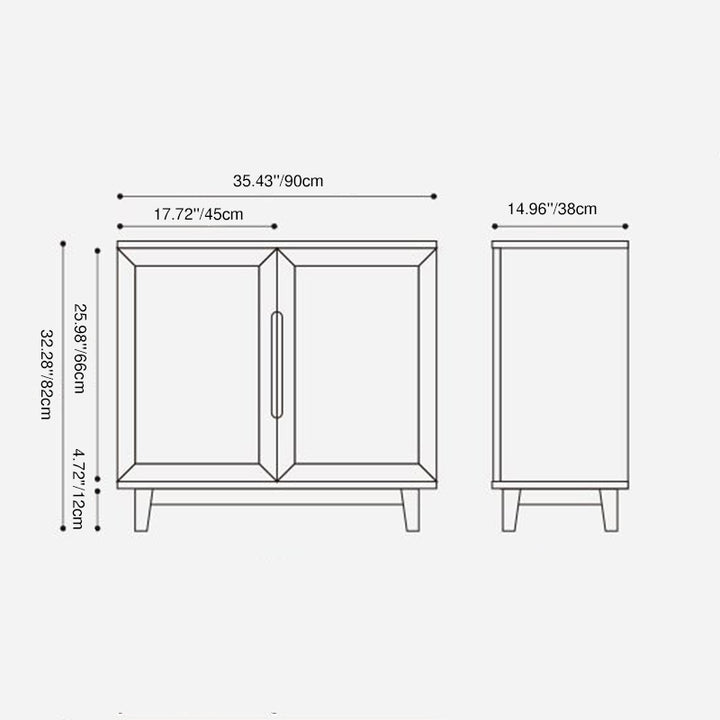 Traditional Japanese Pine Plywood Glass Rectangular Storage Cabinet With 2/3 Storage For Living Room