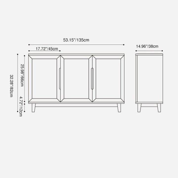 Armoire de rangement rectangulaire en verre en contreplaqué de pin japonais traditionnel avec 2/3 de rangement pour salon 