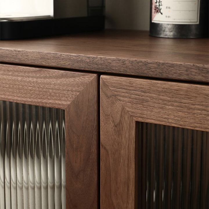 Armoire de rangement rectangulaire en verre en contreplaqué de pin japonais traditionnel avec 2/3 de rangement pour salon 