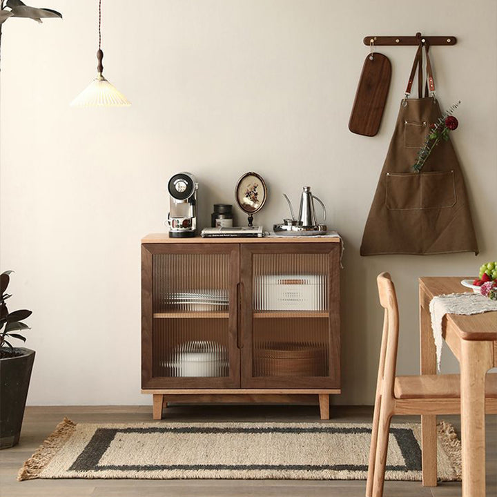 Traditional Japanese Pine Plywood Glass Rectangular Storage Cabinet With 2/3 Storage For Living Room