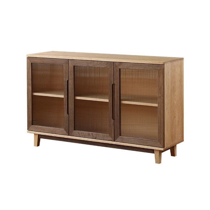 Armoire de rangement rectangulaire en verre en contreplaqué de pin japonais traditionnel avec 2/3 de rangement pour salon 