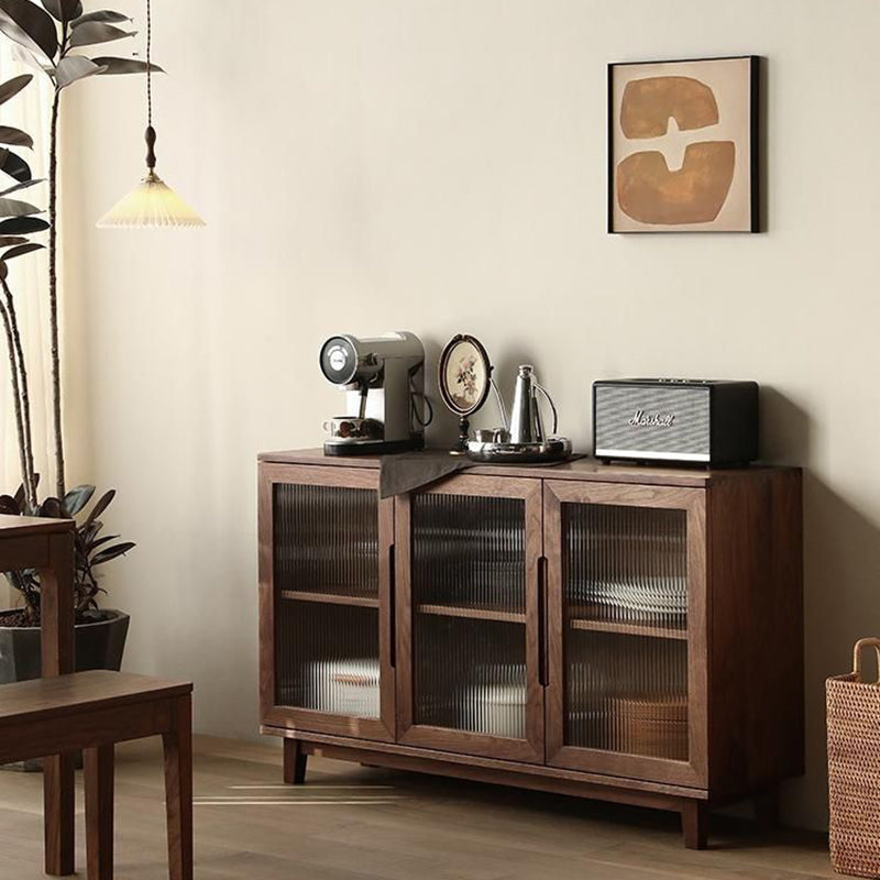 Armoire de rangement rectangulaire en verre en contreplaqué de pin japonais traditionnel avec 2/3 de rangement pour salon 