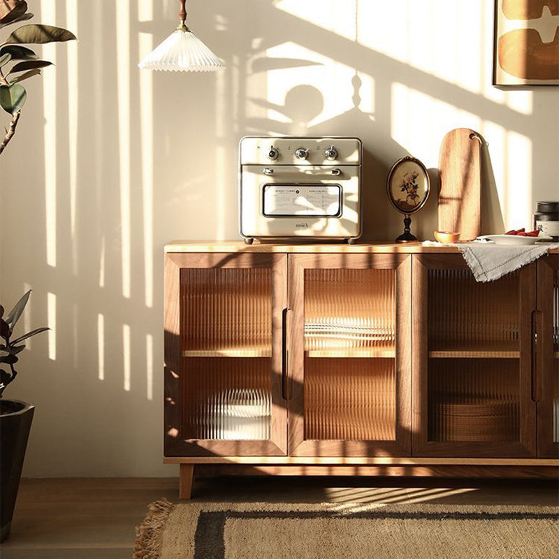 Armoire de rangement rectangulaire en verre en contreplaqué de pin japonais traditionnel avec 2/3 de rangement pour salon 
