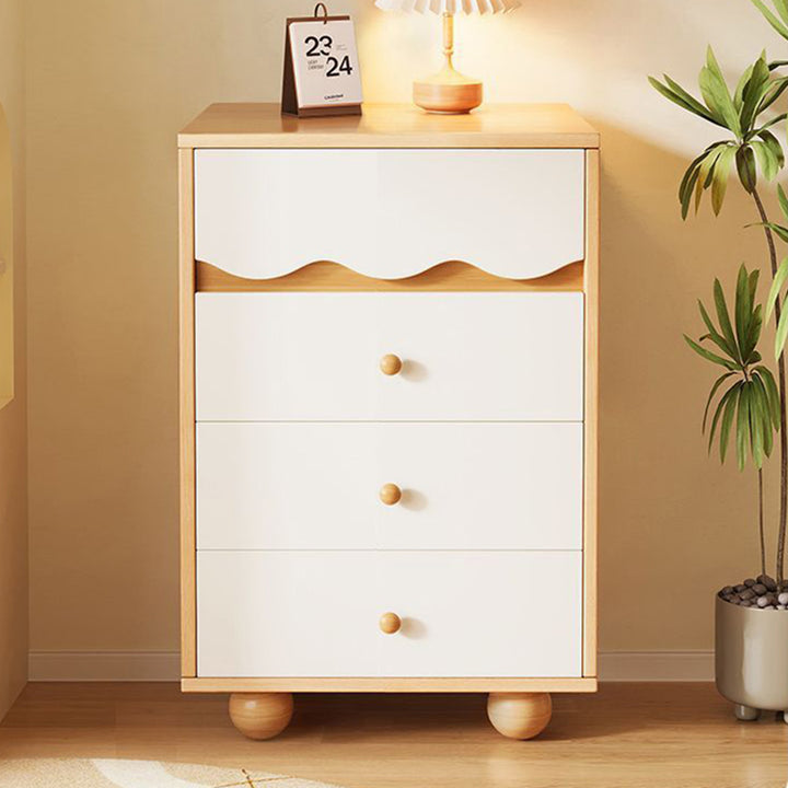 Traditioneller französischer Aufbewahrungsschrank aus Massivholz und Holzwerkstoff mit Wellenstruktur, rechteckig, mit 3/4 Schubladen für das Wohnzimmer 