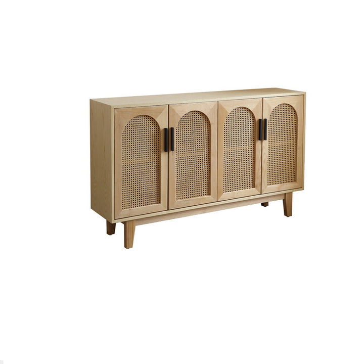 Meuble de rangement rectangulaire en contreplaqué de frêne japonais traditionnel et rotin, avec 2/3/4 compartiments de rangement pour le salon 