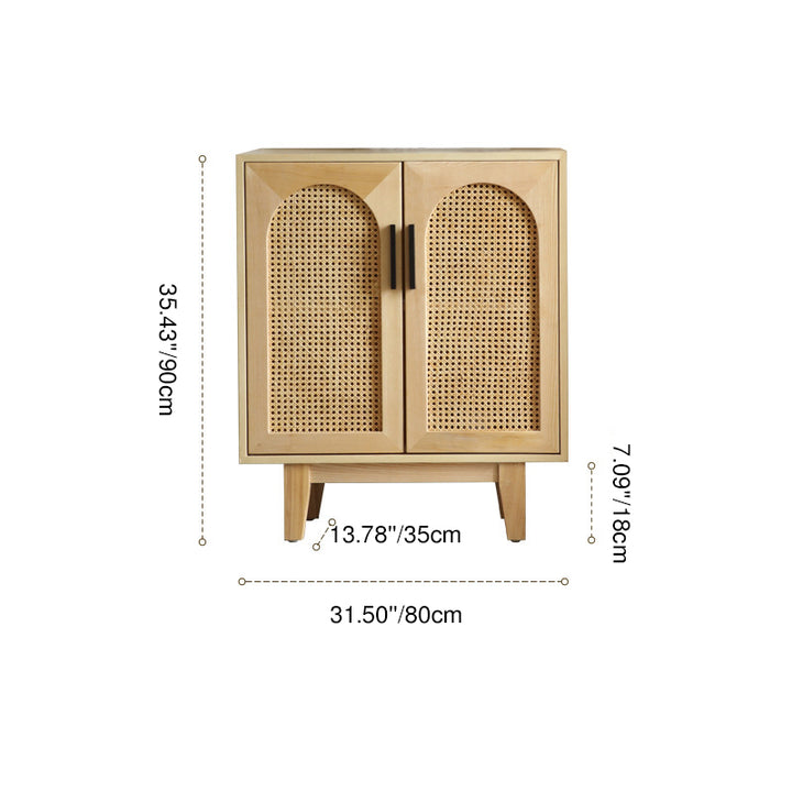 Traditional Japanese Ash Wood Rattan Plywood Rectangular Storage Cabinet With 2/3/4 Storage For Living Room