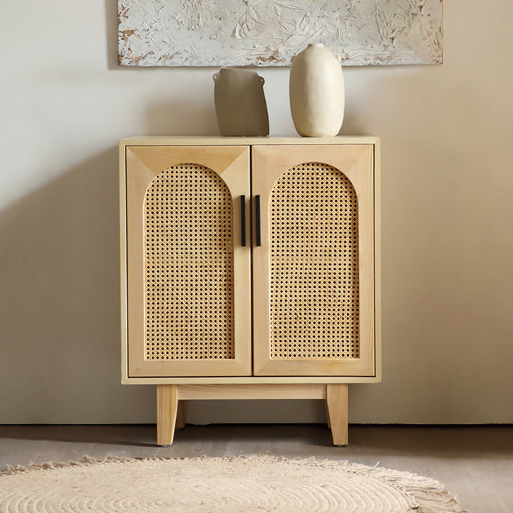 Traditional Japanese Ash Wood Rattan Plywood Rectangular Storage Cabinet With 2/3/4 Storage For Living Room