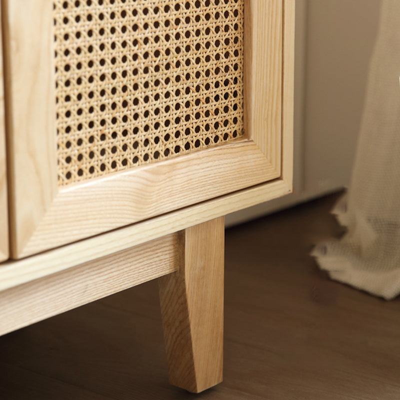Meuble de rangement rectangulaire en contreplaqué de frêne japonais traditionnel et rotin, avec 2/3/4 compartiments de rangement pour le salon 