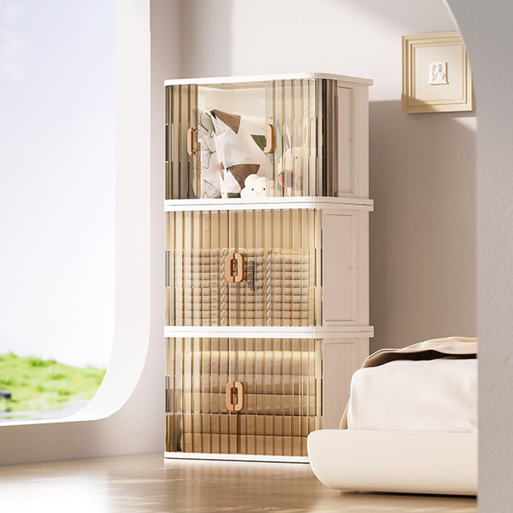 Modern Minimalist PP PET HIPS Curved Square Folding Storage Cabinet With 1 Storage For Bedroom