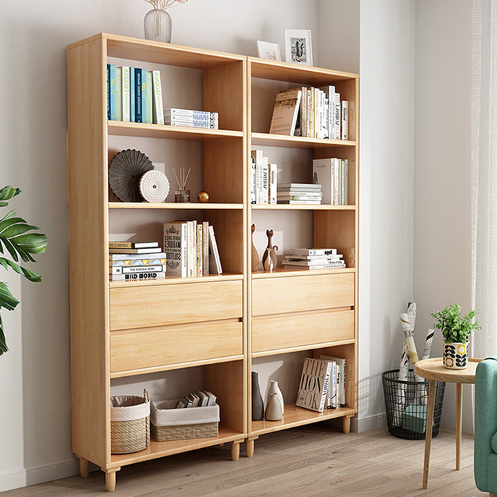 Modern Minimalist Rubber Wood Plywood Rectangular Cylindrical Storage Cabinet With 2 Drawers For Living Room