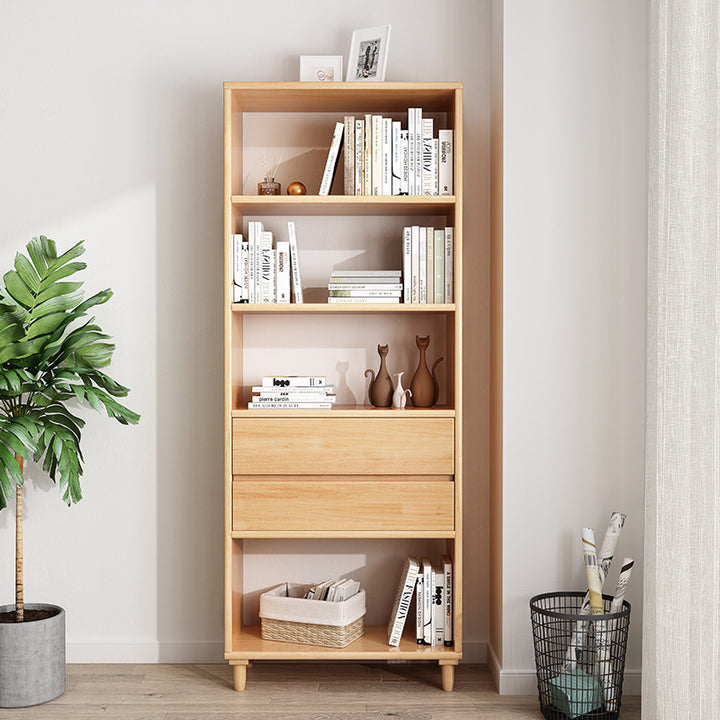 Modern Minimalist Rubber Wood Plywood Rectangular Cylindrical Storage Cabinet With 2 Drawers For Living Room