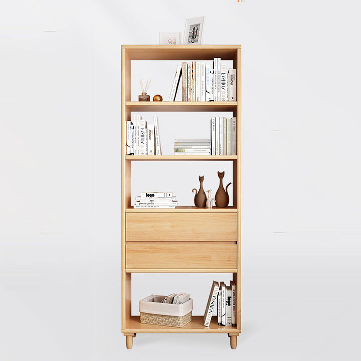 Modern Minimalist Rubber Wood Plywood Rectangular Cylindrical Storage Cabinet With 2 Drawers For Living Room