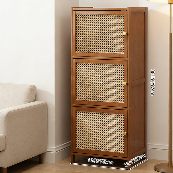 Gabinete de almacenamiento rectangular de vidrio de bambú y ratán tradicional chino con 2/3/4/5/6 compartimentos para la sala de estar 