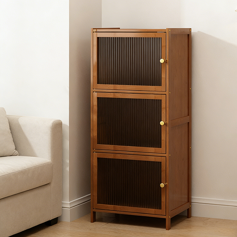 Gabinete de almacenamiento rectangular de vidrio de bambú y ratán tradicional chino con 2/3/4/5/6 compartimentos para la sala de estar 