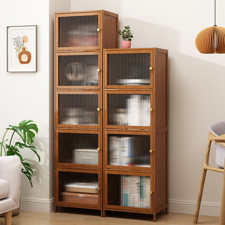 Traditioneller rechteckiger Aufbewahrungsschrank aus chinesischem Bambus und Rattan mit Glas und 2/3/4/5/6 Fächern für das Wohnzimmer 