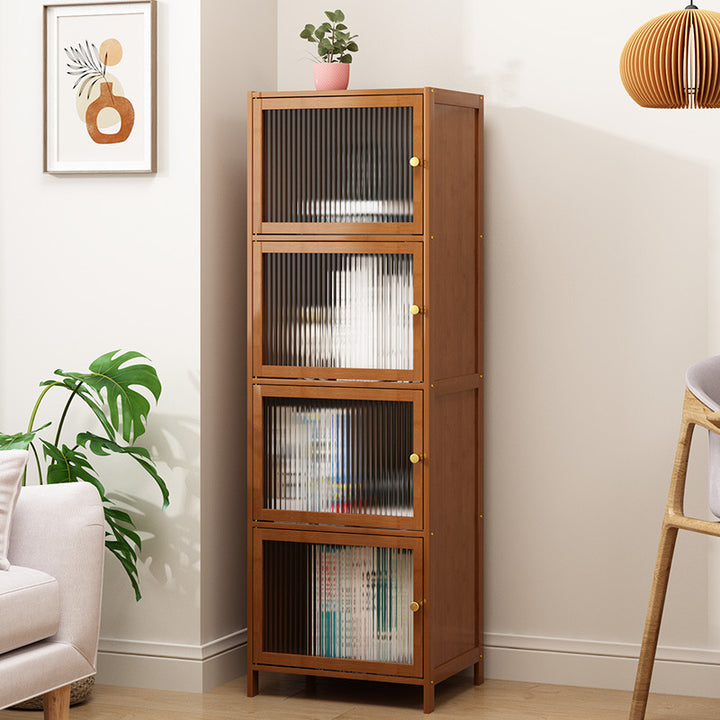Gabinete de almacenamiento rectangular de vidrio de bambú y ratán tradicional chino con 2/3/4/5/6 compartimentos para la sala de estar 
