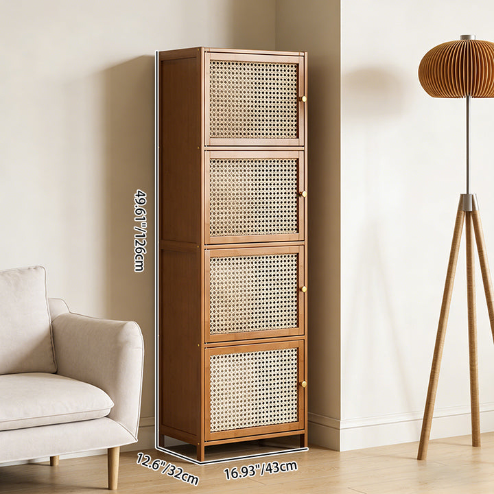 Gabinete de almacenamiento rectangular de vidrio de bambú y ratán tradicional chino con 2/3/4/5/6 compartimentos para la sala de estar 
