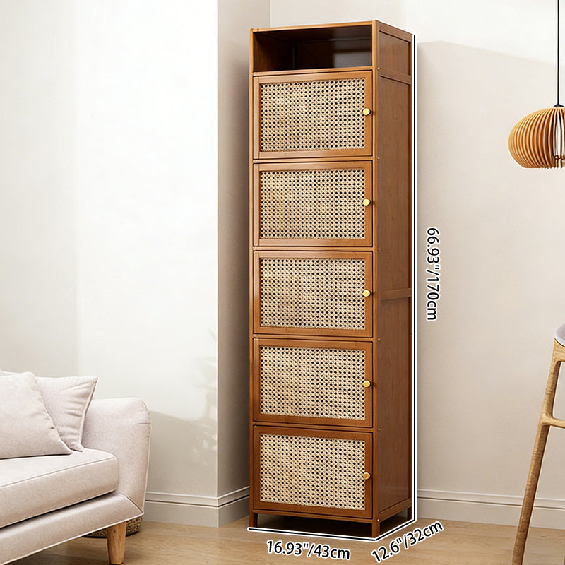 Gabinete de almacenamiento rectangular de vidrio de bambú y ratán tradicional chino con 2/3/4/5/6 compartimentos para la sala de estar 