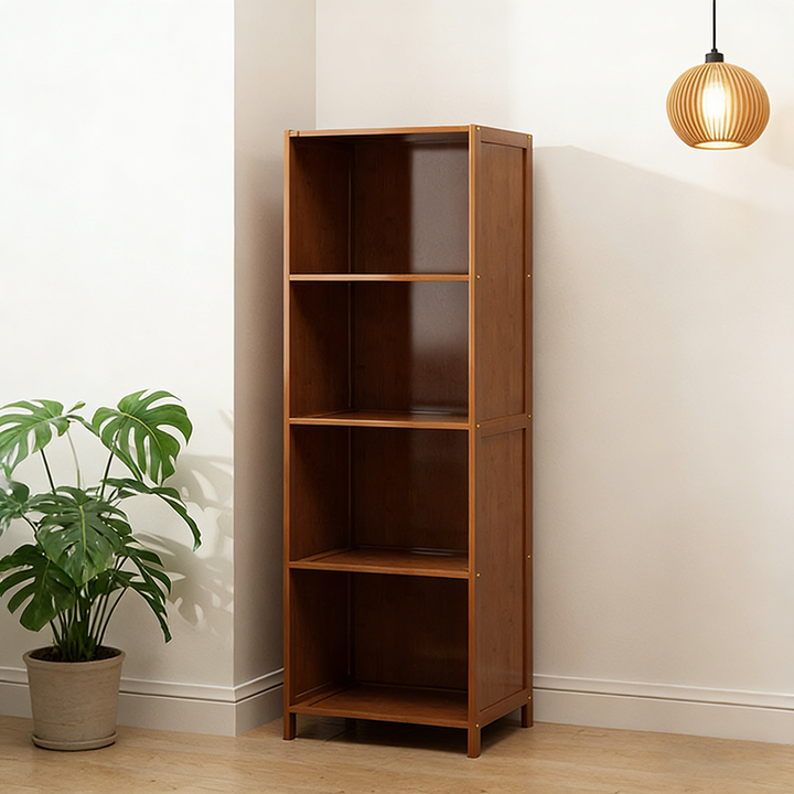 Gabinete de almacenamiento rectangular de vidrio de bambú y ratán tradicional chino con 2/3/4/5/6 compartimentos para la sala de estar 