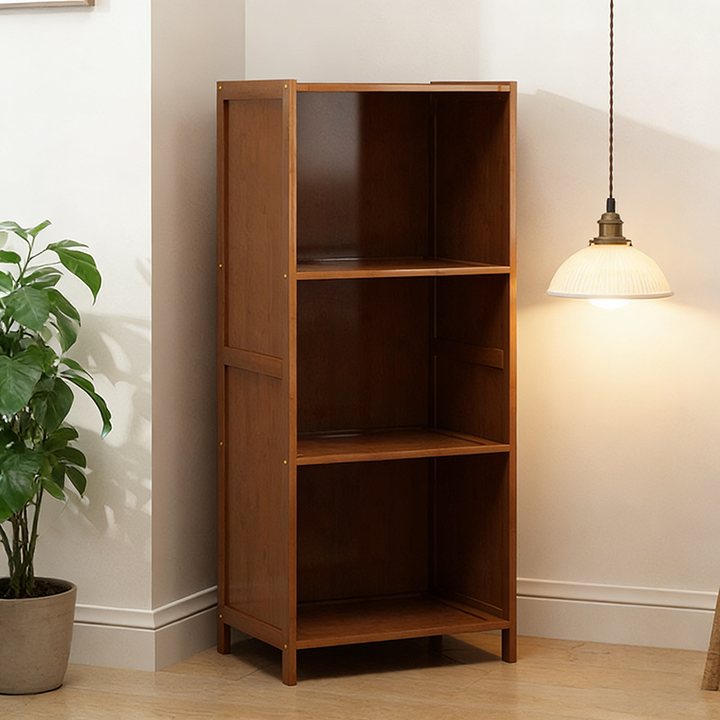 Gabinete de almacenamiento rectangular de vidrio de bambú y ratán tradicional chino con 2/3/4/5/6 compartimentos para la sala de estar 
