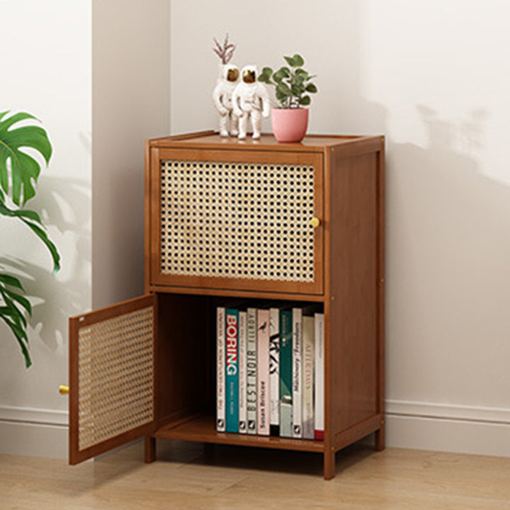 Gabinete de almacenamiento rectangular de vidrio de bambú y ratán tradicional chino con 2/3/4/5/6 compartimentos para la sala de estar 