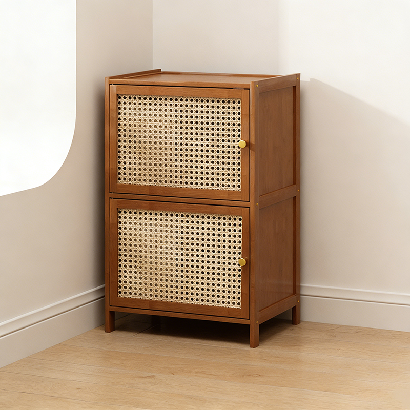Gabinete de almacenamiento rectangular de vidrio de bambú y ratán tradicional chino con 2/3/4/5/6 compartimentos para la sala de estar 