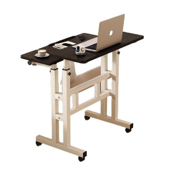 Bureau roulant rectangulaire moderne minimaliste en MDF et acier, réglable en hauteur, bureau d’ordinateur réglable pour bureau à domicile 